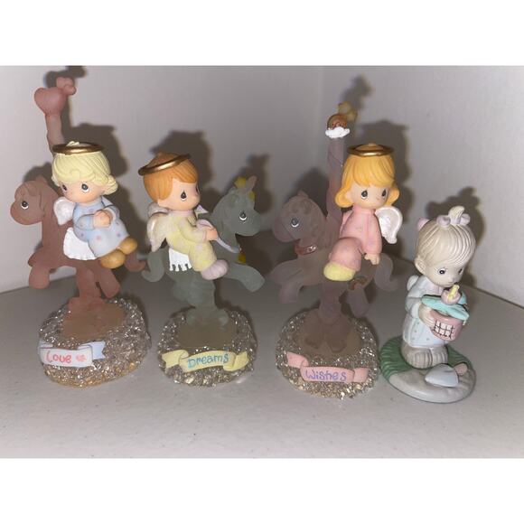 Precious Moments 4 Figurines "Love, Dreams, Wishes" 3" Enesco Porcelain Figures - Picture 1 of 4